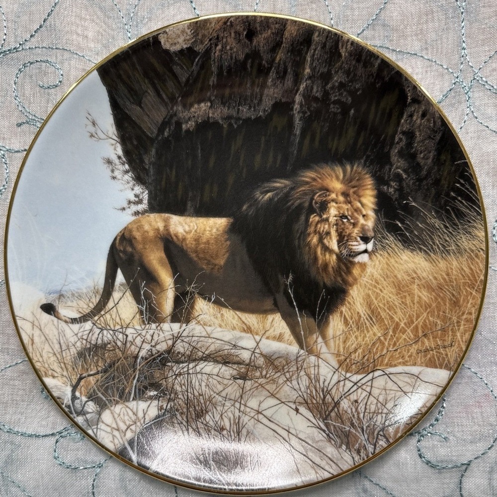 1992 W.S. George Mighty Warrior Lion Collector‎ Plate Charles Frace 8" COA
